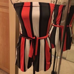 Sexy, cute Rose, White, Black, Romper with pockets